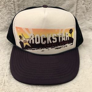 Vintage Rockstar Energy Drink Hollywood Hills Mesh Back Trucker Snapback Hat Cap